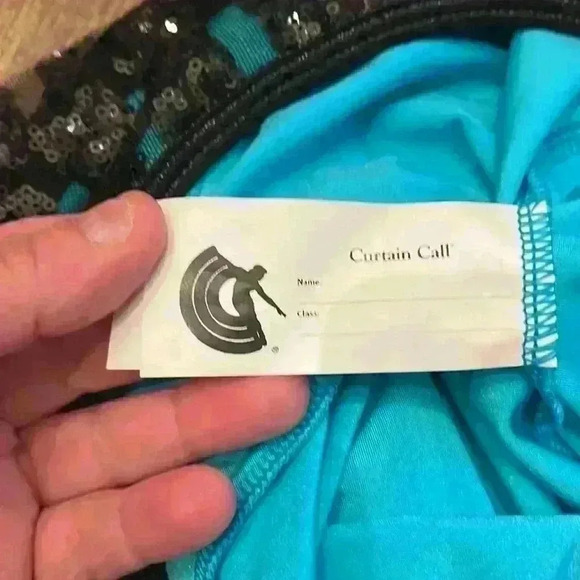 Curtain Call Teal with Black Sequin Overlay Jazz Dance Costume Dress J5246 - Picture 10 of 16